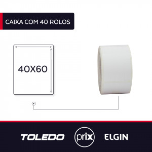40 Rolos Etiquetas Adesivas para Balanças Toledo/Prix 40x60