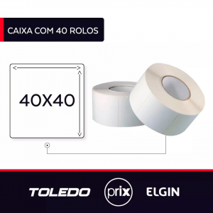 40 Rolos Etiquetas Adesivas para Balanças Toledo/Prix 40x40